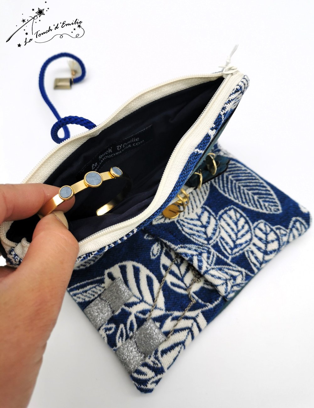 Trousse à Bijoux Jacquard Bleu--2227258924492