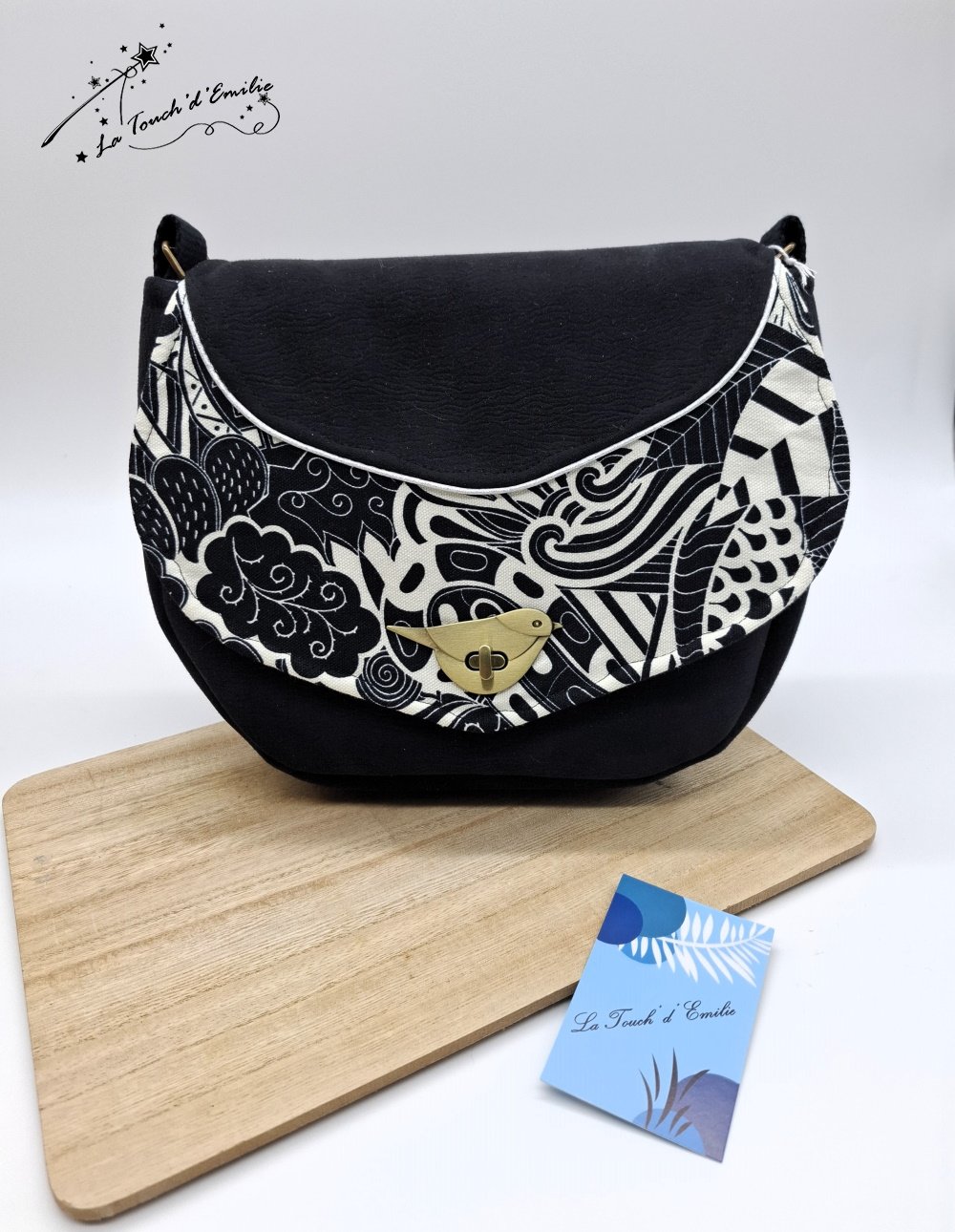 Sac Oiseau Noir Abstrait--2227375400565