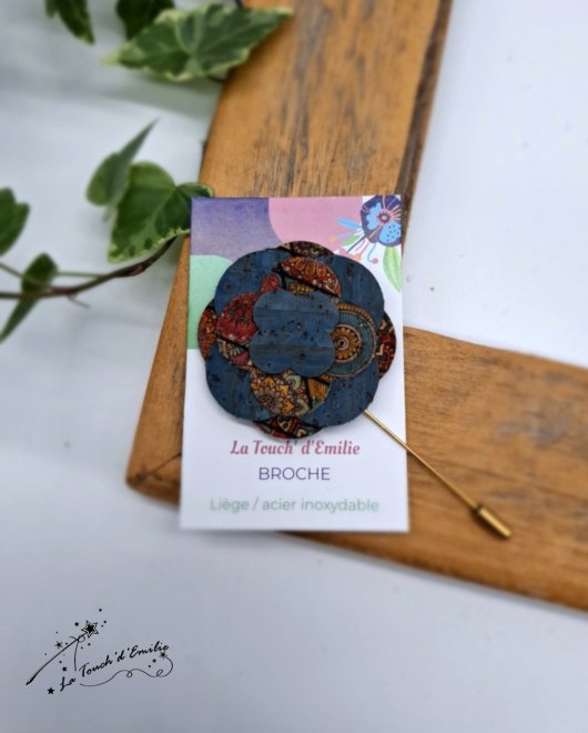 Broche Fleur Mosaïque Bleue